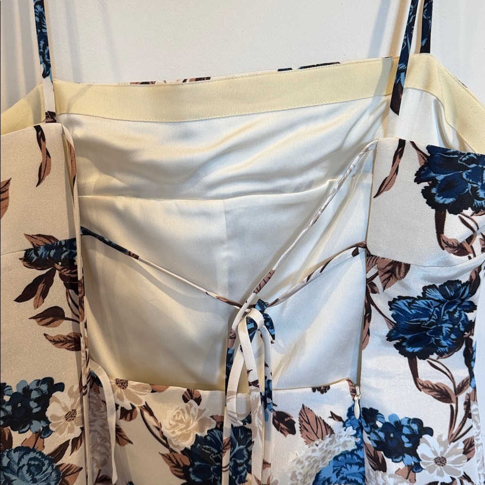 Tory Burch Cream and Blue Floral Backless Dress - Picture 16 of 16
